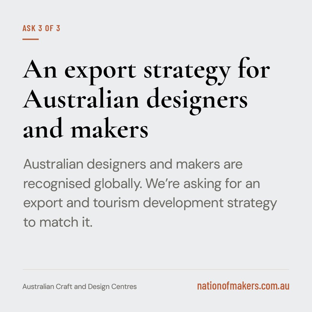 Ask 3 — An export strategy for Australian makers